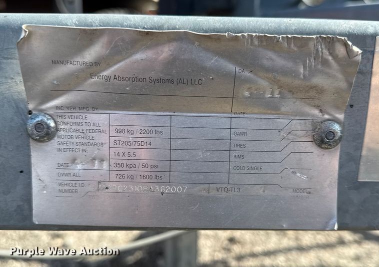 image for item DZ4320 2011 Trinity  Vorteq crash attenuator trailer