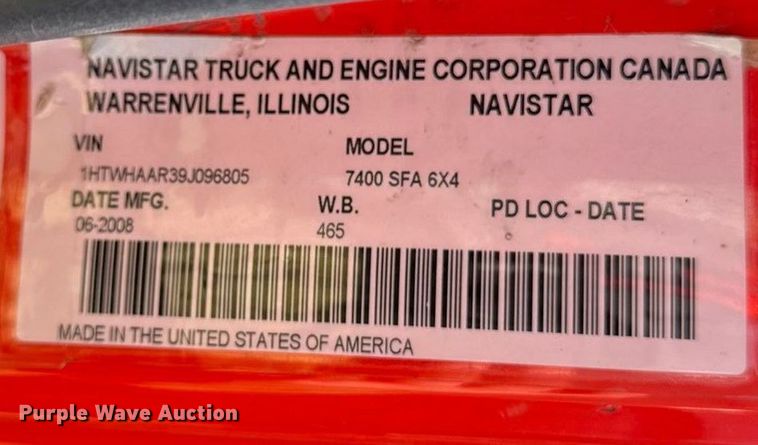 image for item DZ4321 2009 International SF525 dump truck