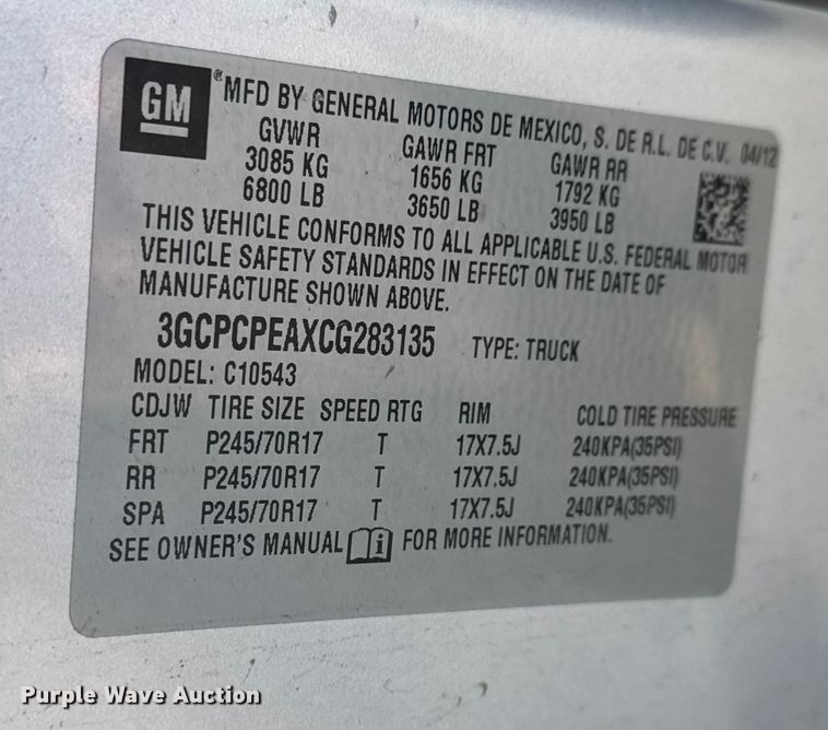 image for item EP2930 2012 Chevrolet Silverado 1500 Crew Cab pickup truck