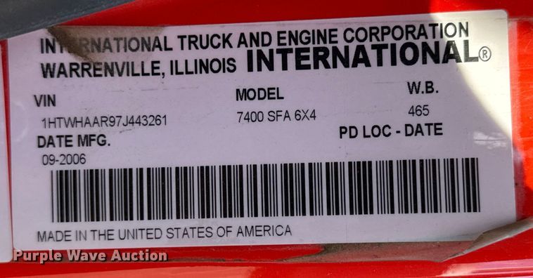 image for item EP2944 2007 International 7400 dump truck