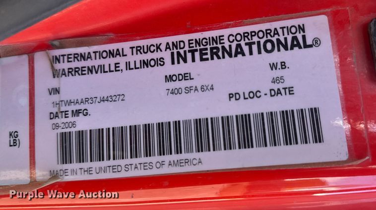 image for item EP2957 2007 International Workstar 7400 dump truck