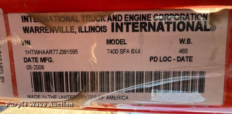 image for item EP2958 2007 International 7400 dump truck