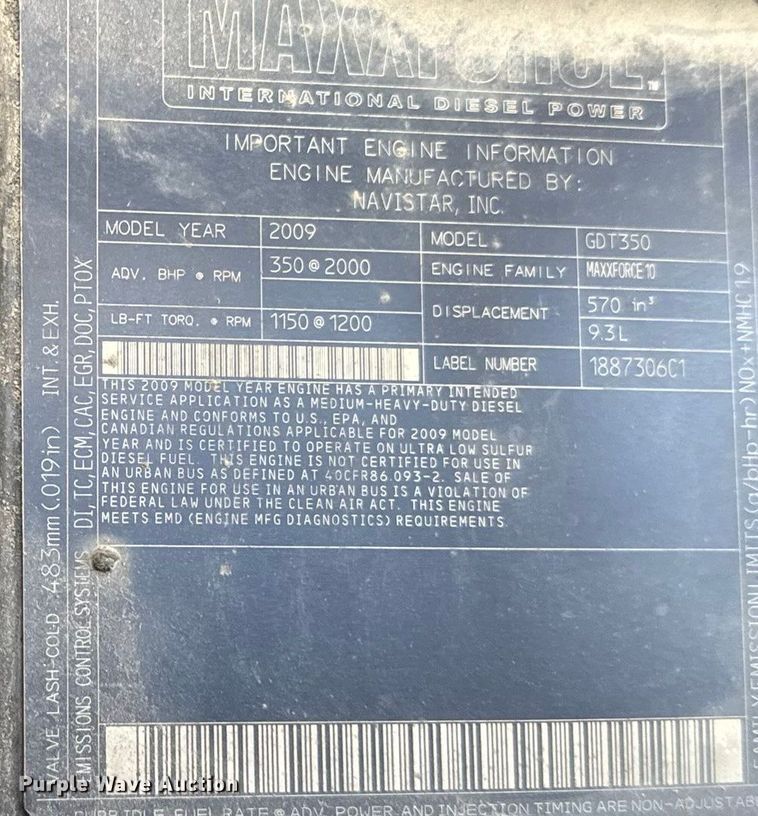 image for item EP2962 2009 International WorkStar 7500 dump truck