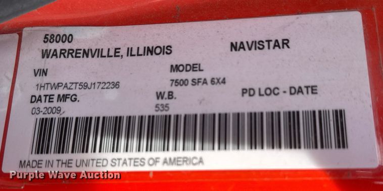 image for item EP2962 2009 International WorkStar 7500 dump truck