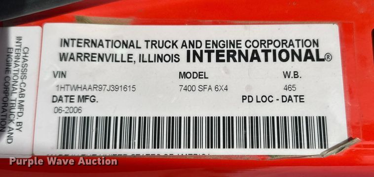 image for item EP2965 2007 International WorkStar 7400 dump truck