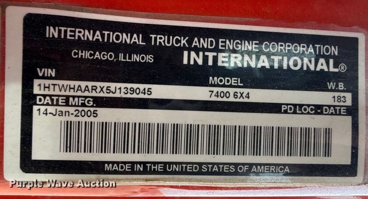 image for item EP2975 2005 International 7400 dump truck