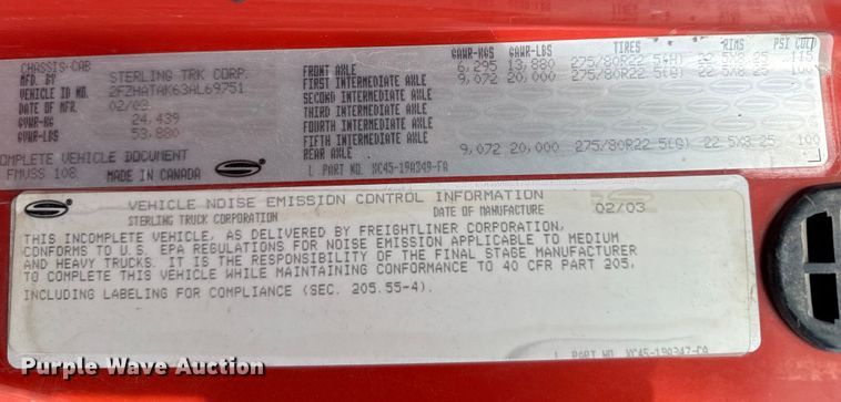 image for item EP2977 2003 Sterling 7500 dump truck