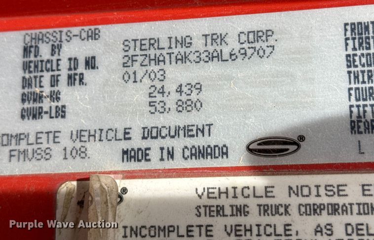 image for item EP2979 2003 Sterling 7500 dump truck