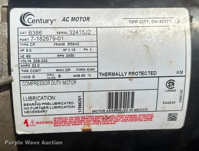 image for item ET1526 1997 Campbell Hausfeld CIQ71062C air compressor