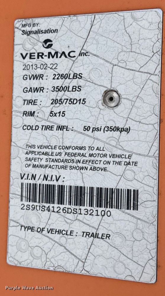 image for item ET1528 2013 Ver-Mac PCMS1210 message board trailer