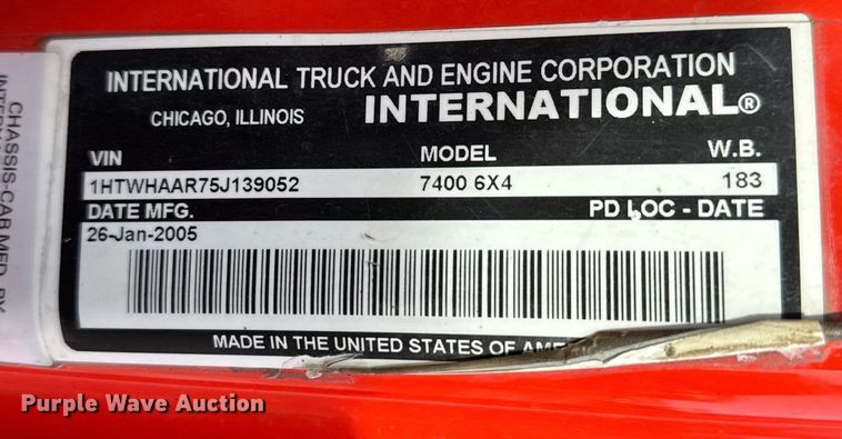 image for item FB0755 2005 International 7400 dump truck