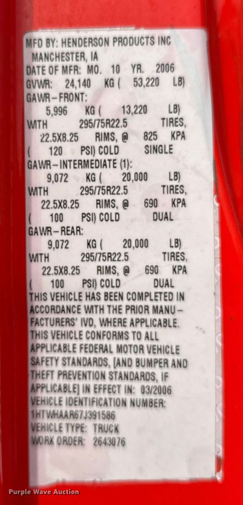 image for item FB0756 2007 International 7400 dump truck