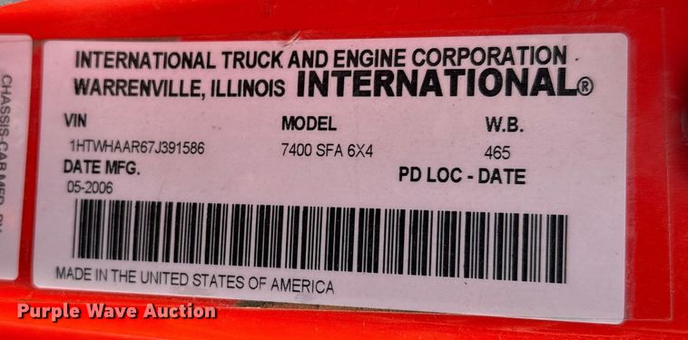 image for item FB0756 2007 International 7400 dump truck