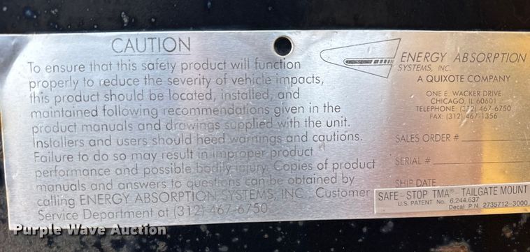 image for item FB0761 2011 Trinity  Energy Absorption system  crash attenuator
