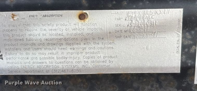 image for item FB0761 2011 Trinity  Energy Absorption system  crash attenuator