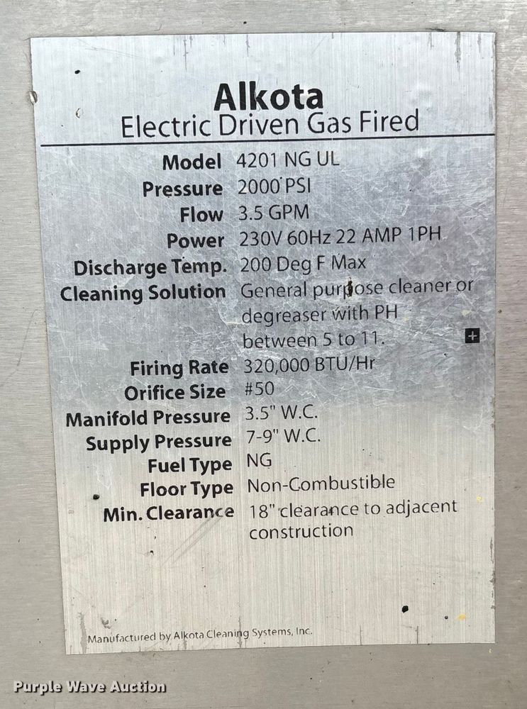 image for item FB0769 2012 Alkota 4201 NGUL pressure washer