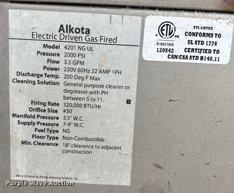 image for item FB0770 2012 Alkota 4201 NGUL pressure washer