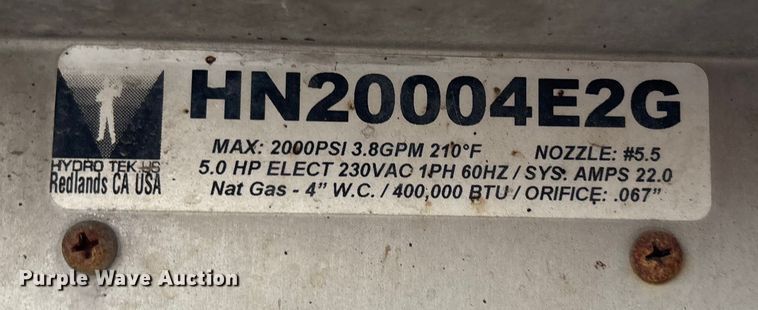 image for item FB0771 2015 Hydro Tek HN20004E2G pressure washer