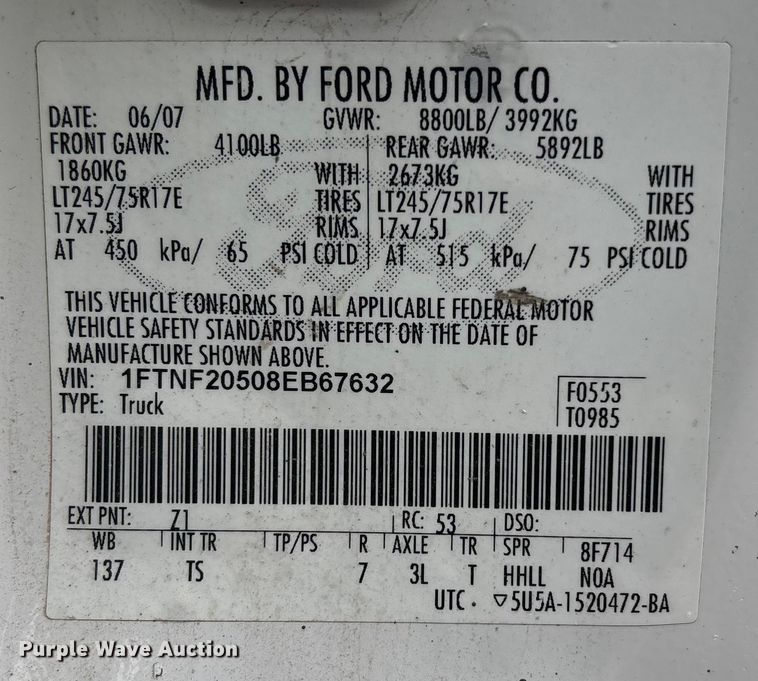image for item FB0779 2008 Ford F250 Super Duty pickup truck