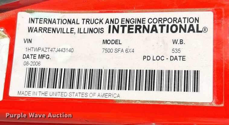 image for item FB0784 2007 International 7500 dump truck