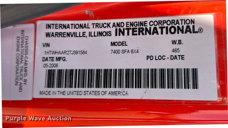 image for item FB0787 2007 International 7400 dump truck