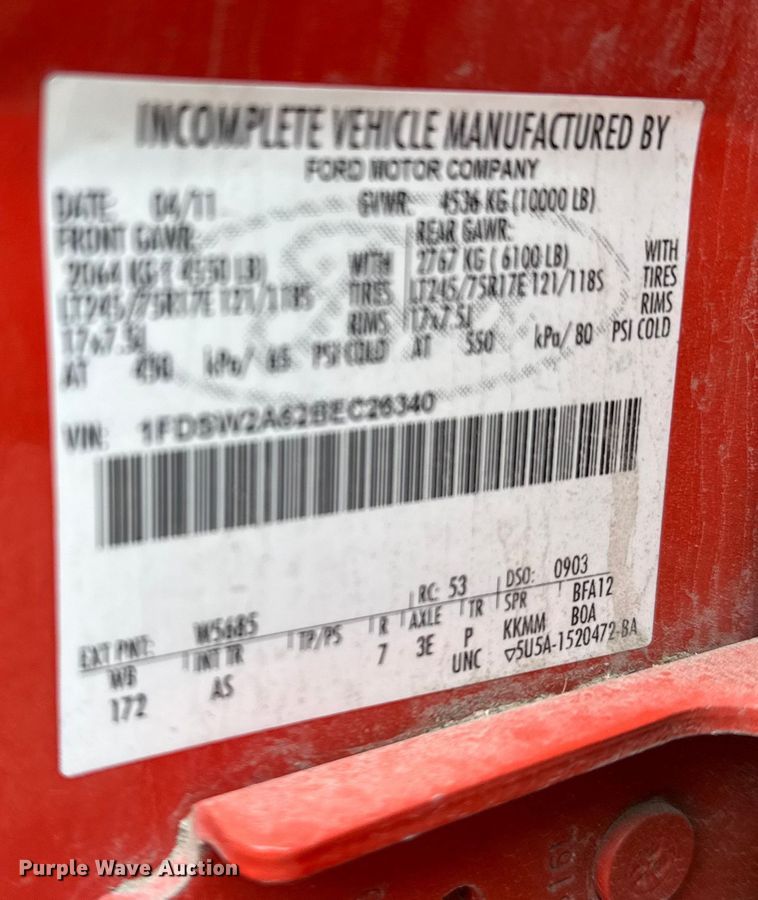 image for item FB0788 2011 Ford F250 Super Duty Crew Cab utility bed pickup truck