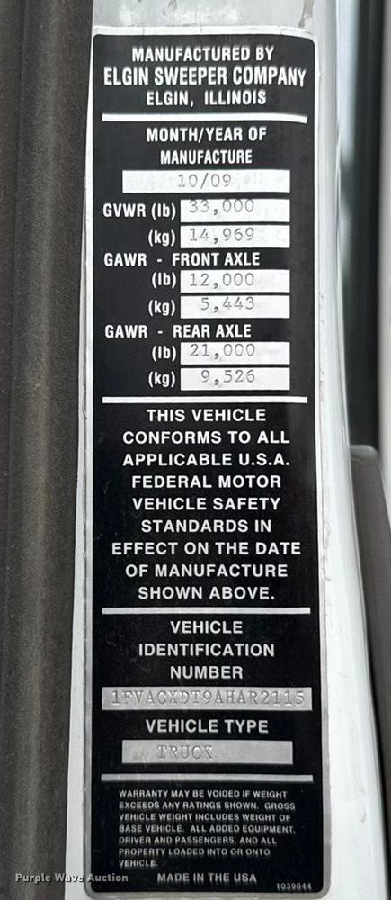 image for item FB0791 2010 Freightliner M2 street sweeper truck