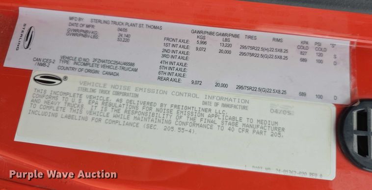 image for item FI0831 2005 Sterling LT7500 dump truck