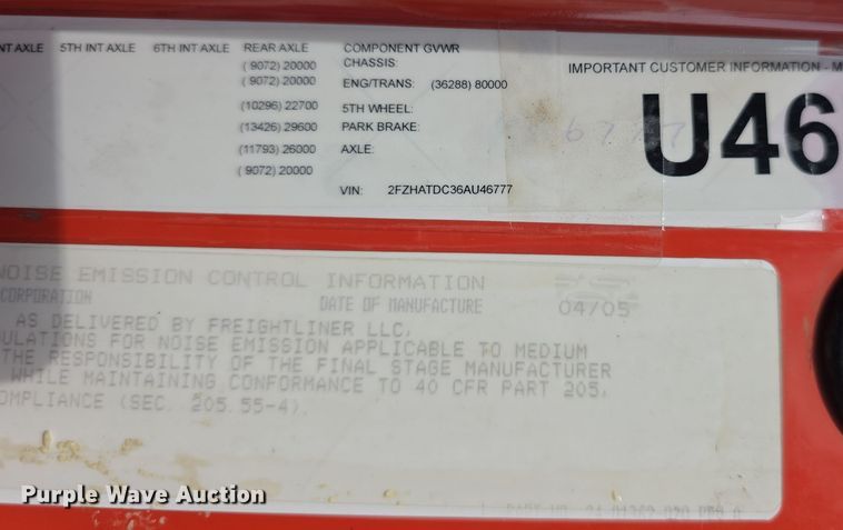 image for item FI0832 2005 Sterling LT7500 dump truck