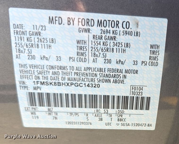 image for item FI0838 2023 Ford Explorer SUV