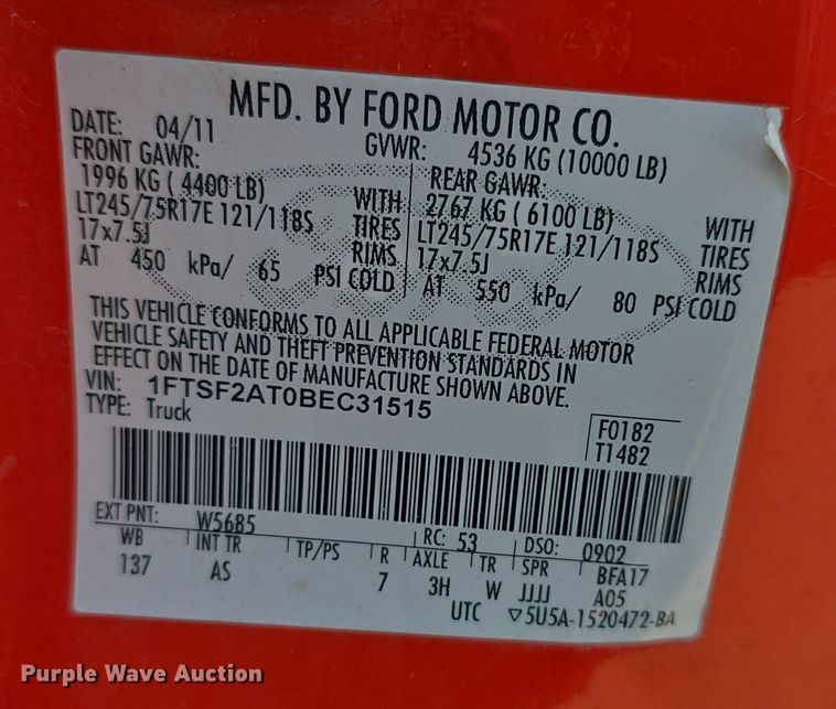 image for item FI0841 2011 Ford F250 Super Duty pickup truck