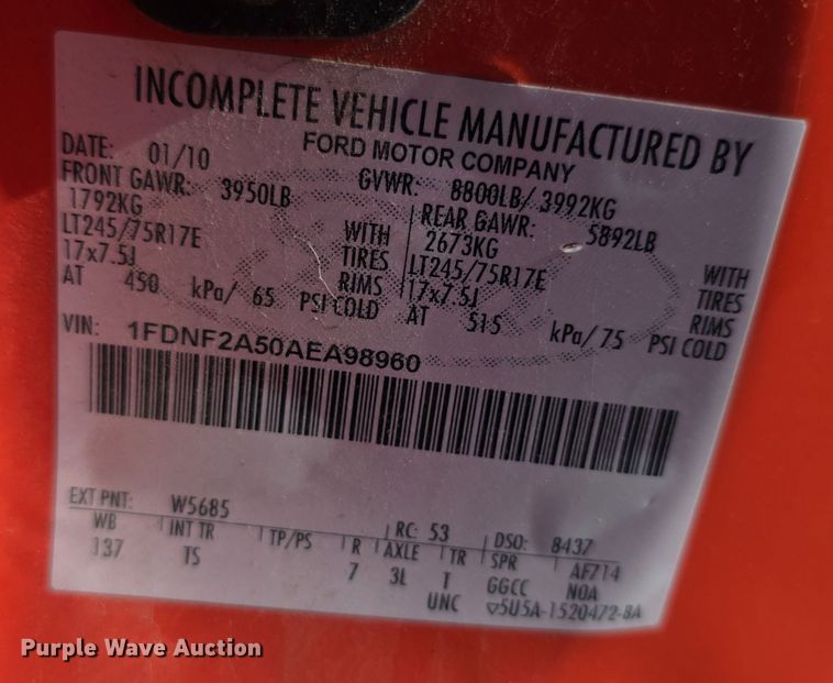 image for item FI0842 2010 Ford F250 Super Duty utility bed pickup truck