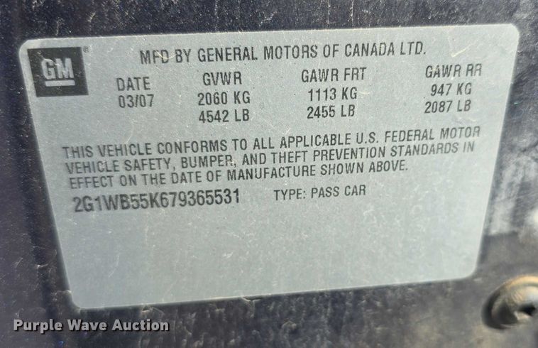 image for item FI0848 2007 Chevrolet Impala 