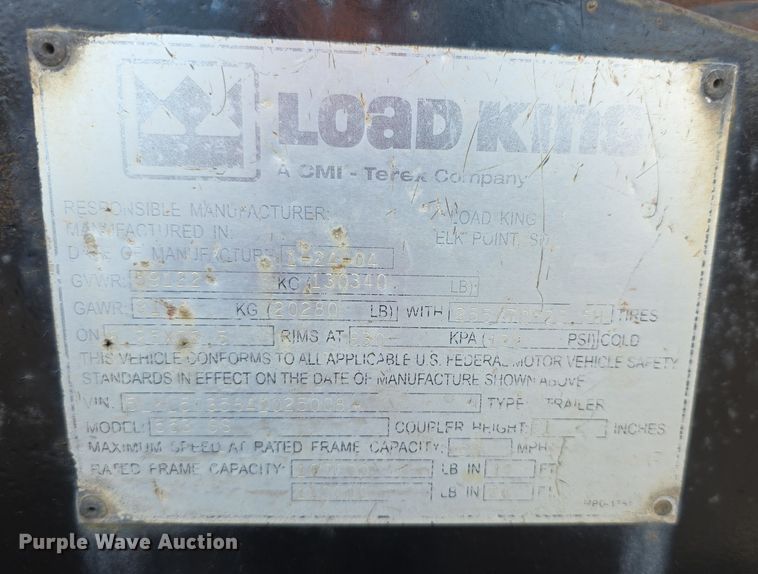 image for item FI0872 2004 Load King 553SS lowboy equipment trailer