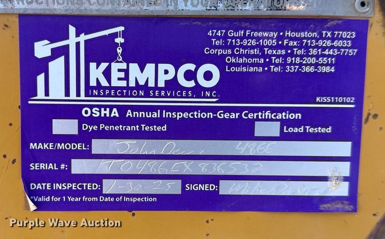 image for item DQ4256 John Deere 486E forklift