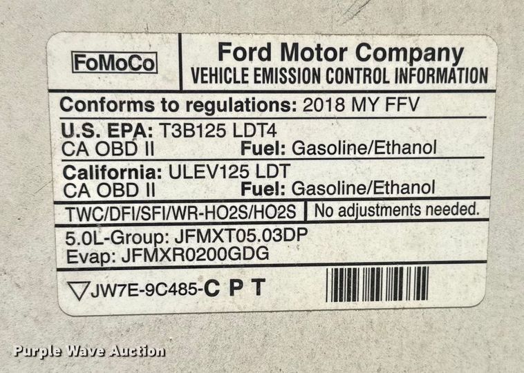 image for item DQ4272 2018 Ford F150 Ext. Cab pickup truck