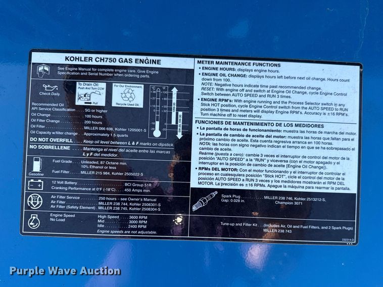 image for item DQ4319 Miller Trailblazer 302 Air Pak welder/generator