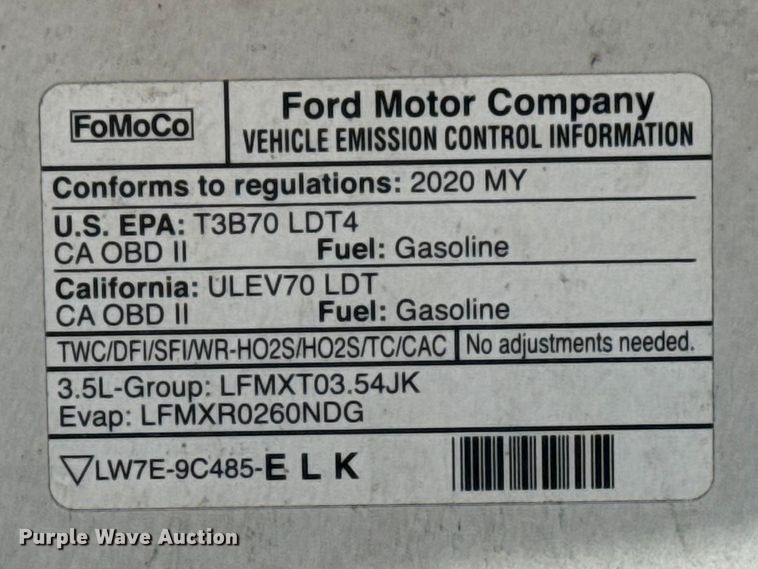 image for item DQ4326 2020 Ford F150 Crew Cab pickup truck