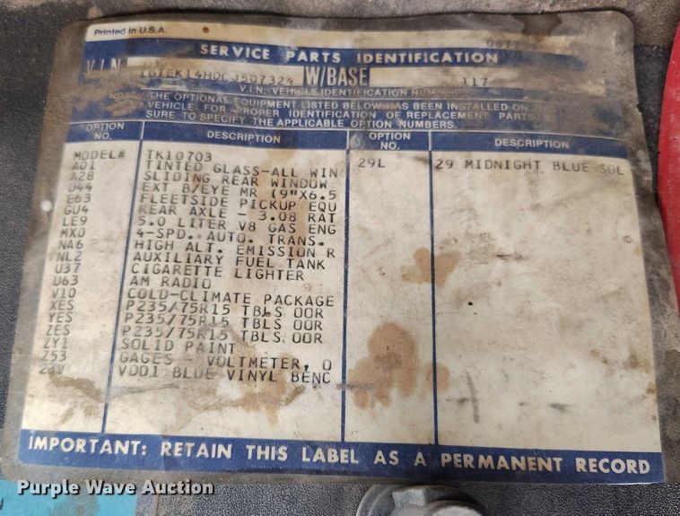 image for item DT0956 1982 GMC K10 pickup truck