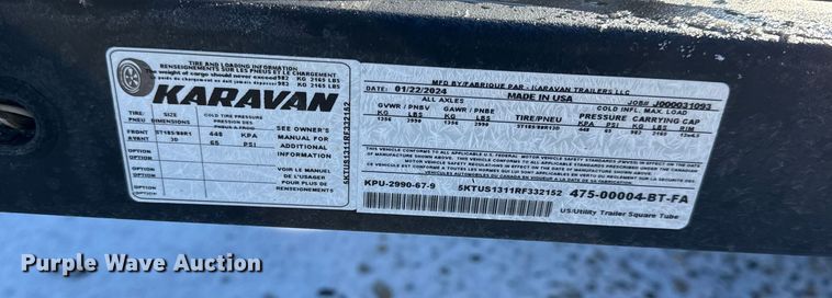 image for item DY8434 2024 Karavan utility trailer