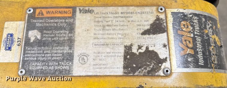 image for item DZ4333 (6) Yale MPB040-EN24T2748 pallet jacks