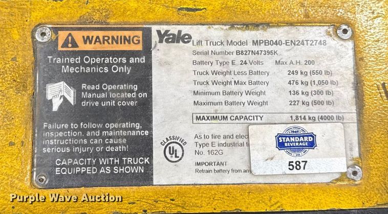 image for item DZ4333 (6) Yale MPB040-EN24T2748 pallet jacks