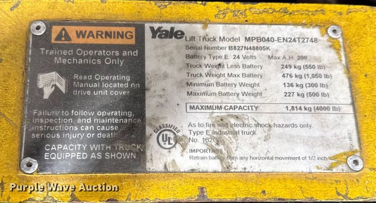 image for item DZ4333 (6) Yale MPB040-EN24T2748 pallet jacks