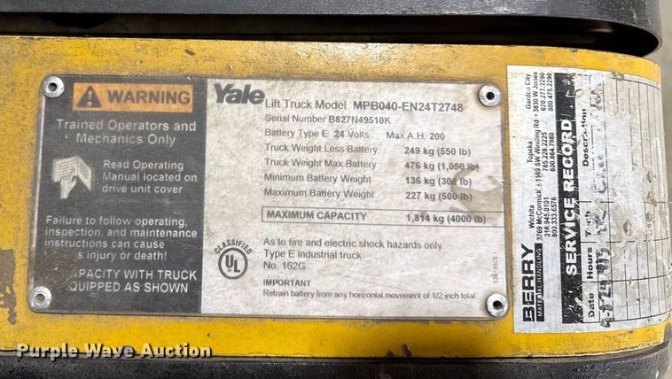 image for item DZ4333 (6) Yale MPB040-EN24T2748 pallet jacks