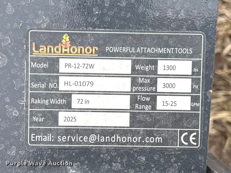 image for item DZ4343 2025 Land Honor skid steer power rake