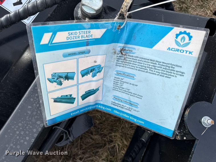 image for item DZ4362 2025 Mower King SPA84 skid steer dozer blade