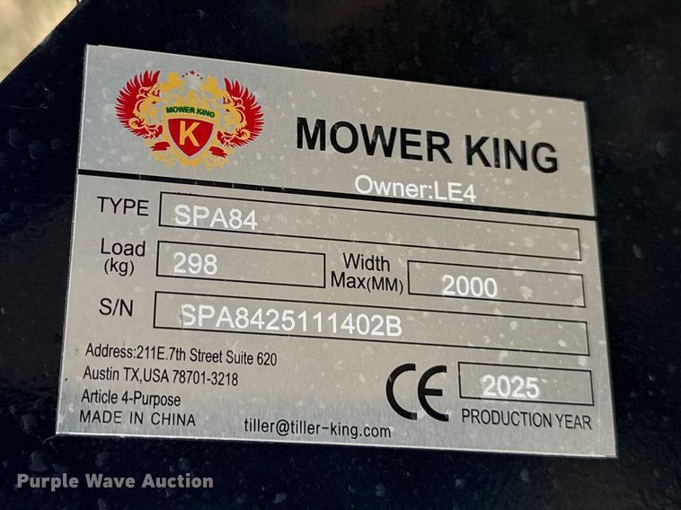 image for item DZ4362 2025 Mower King SPA84 skid steer dozer blade