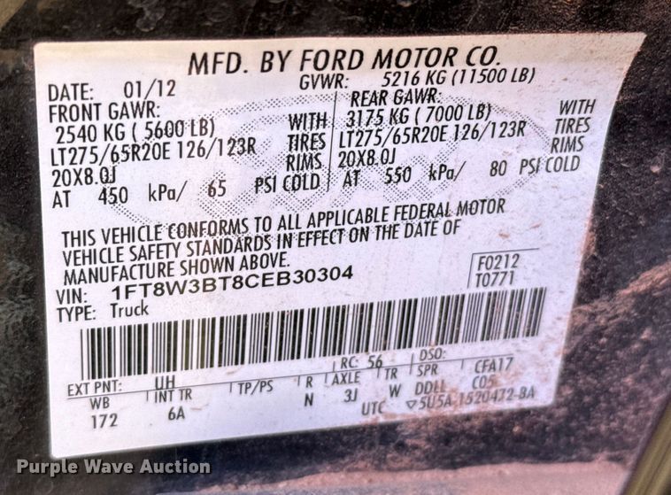 image for item DZ4990 2012 Ford F350 Super Duty Crew Cab flatbed pickup truck