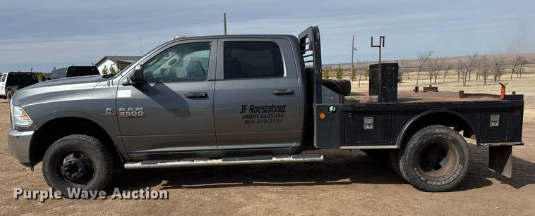 image for item DZ4991 2013 RAM 3500 Crew Cab flatbed pickup truck