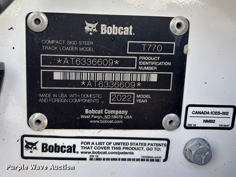 image for item EA4465 2022 Bobcat T770 tracked skid steer loader